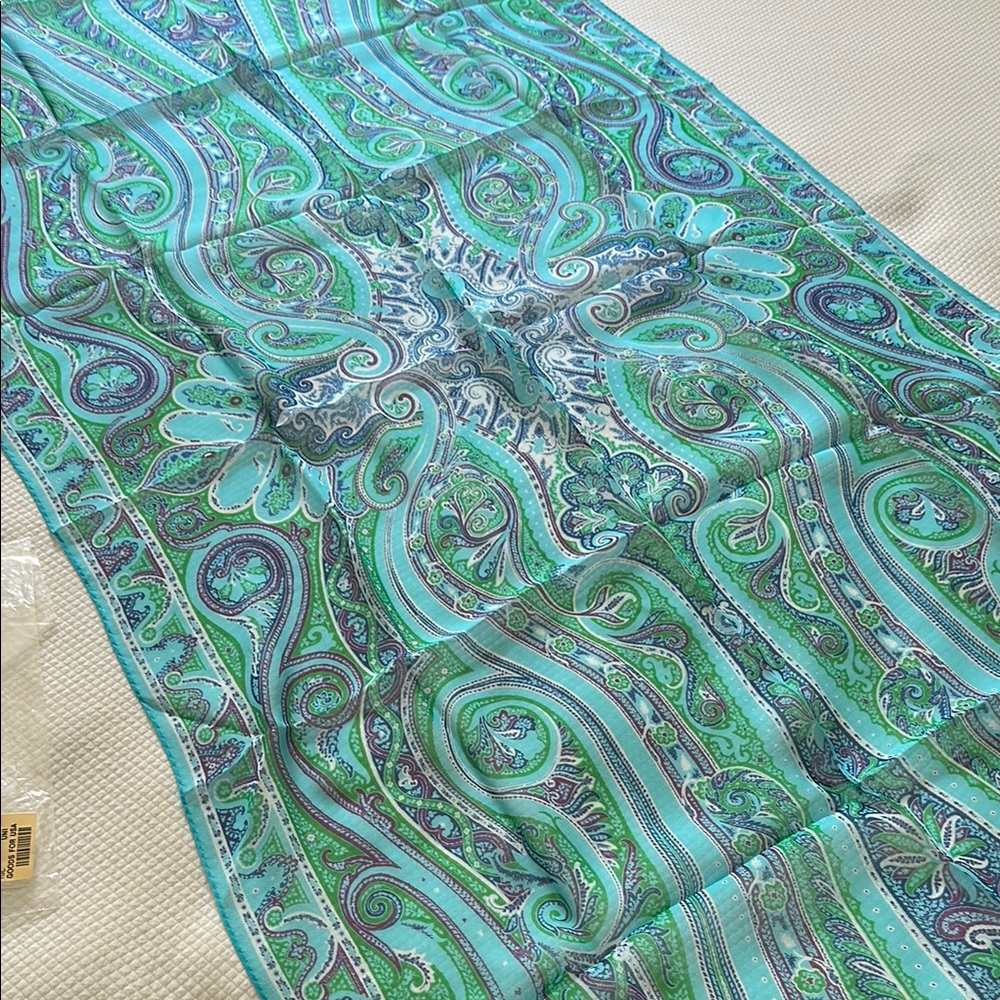 Metro Paisley Green and Blue Scarf